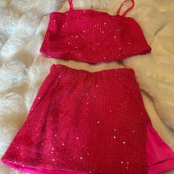 NWT Katie J NYC Tween Sequin Pink Two-Piece Set